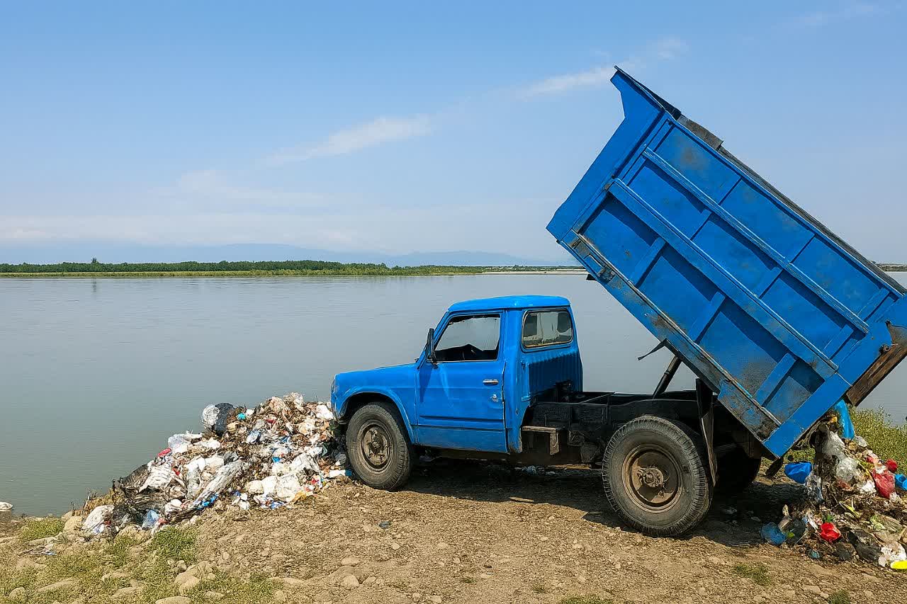  تخلیه زباله توسط دهیاری در حاشیه رودخانه سفیدرود؛ محیط زیست اعلام جرم کرد