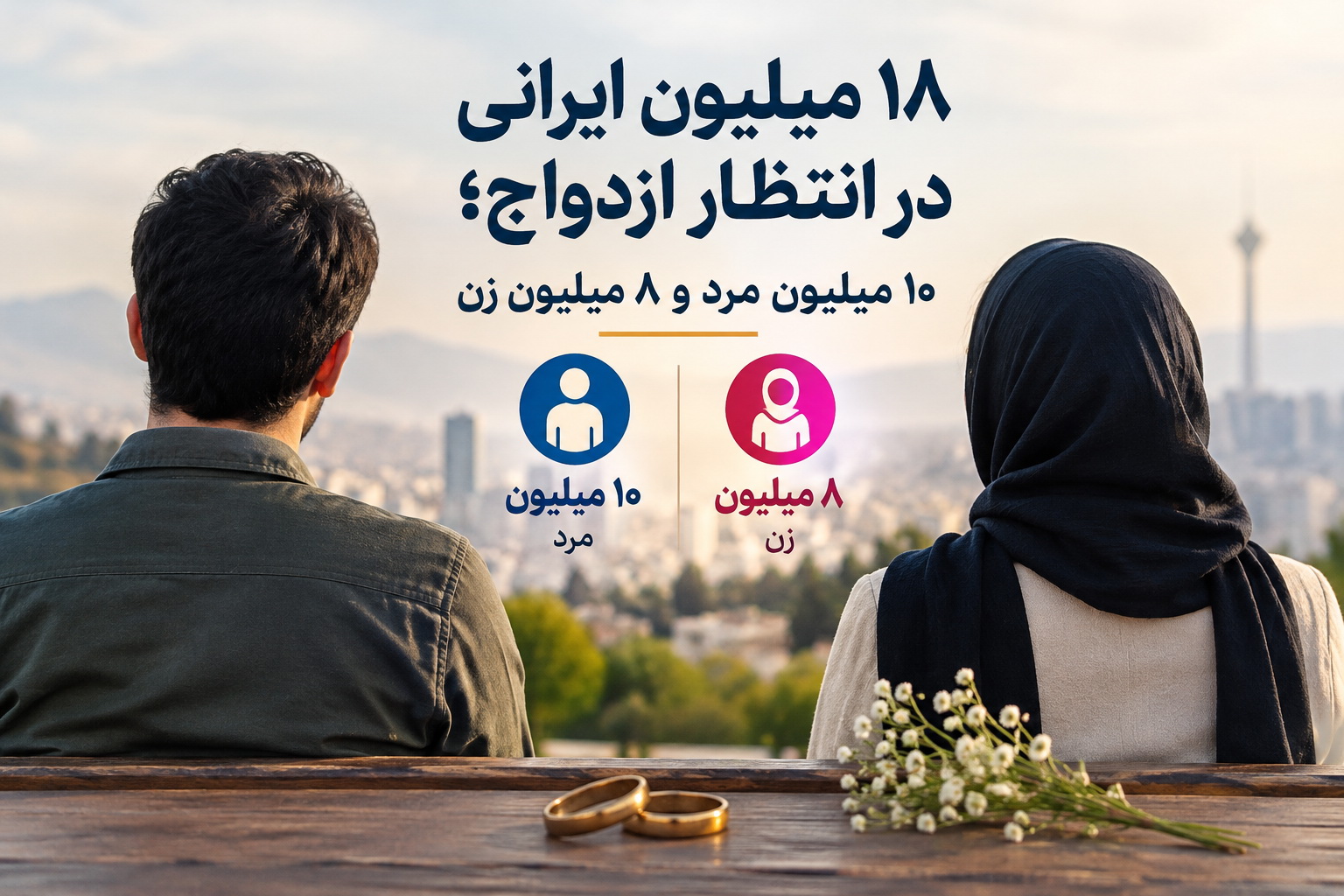 ۱۸ میلیون ایرانی هرگز ازدواج نکرده‌اند؛ ۱۰ میلیون مرد و ۸ میلیون زن